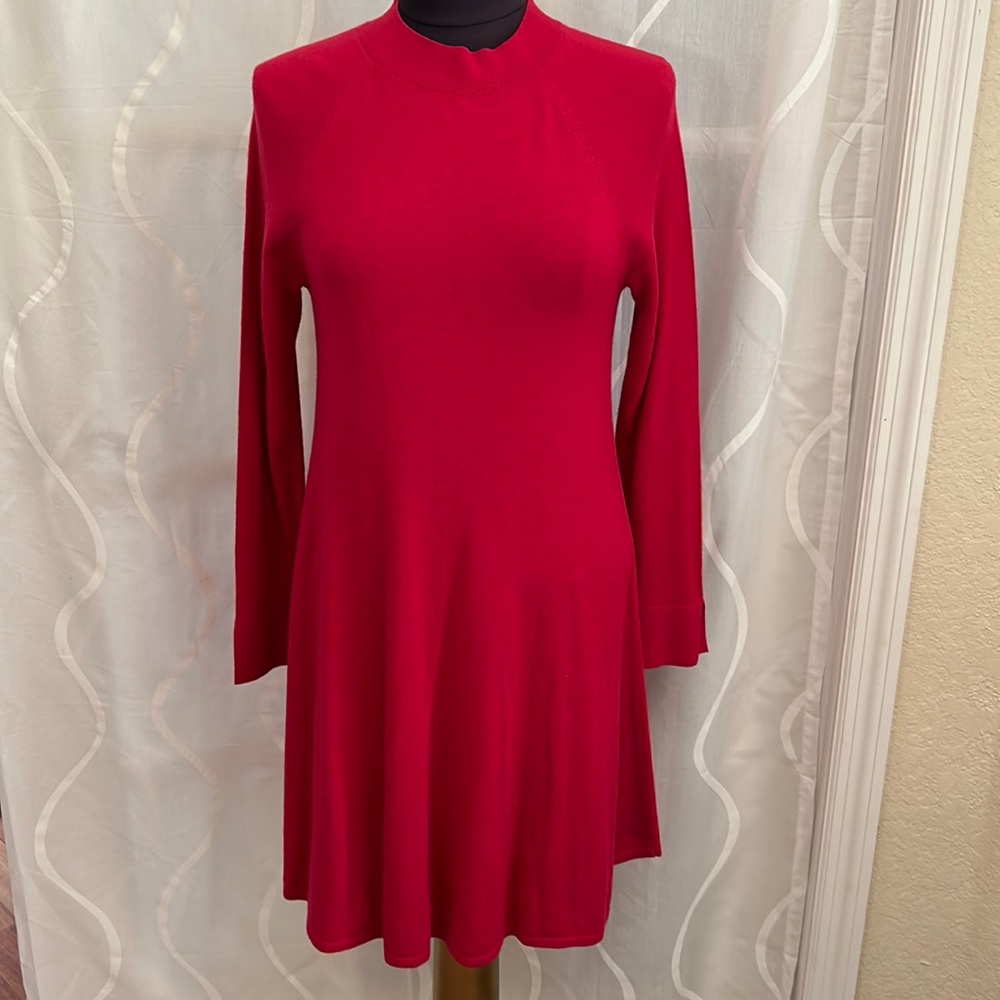 Loft, Red, Mock Turtleneck, Long Sleeve, Sweater Dress, Size XS